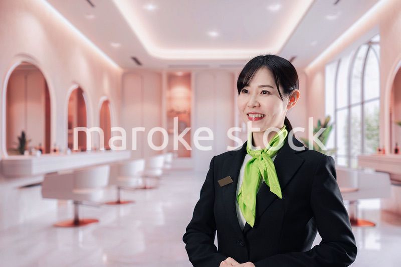 サロンで接客をする若い女性