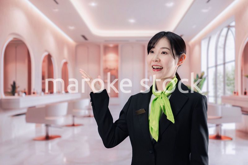 サロンで接客をする若い女性