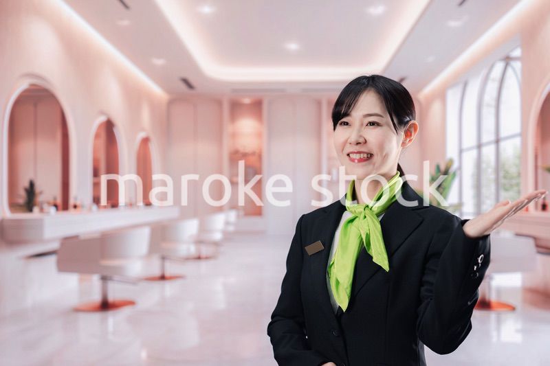 サロンで接客をする若い女性