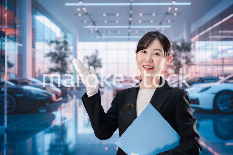 カーディーラーで働く若い女性スタッフ
