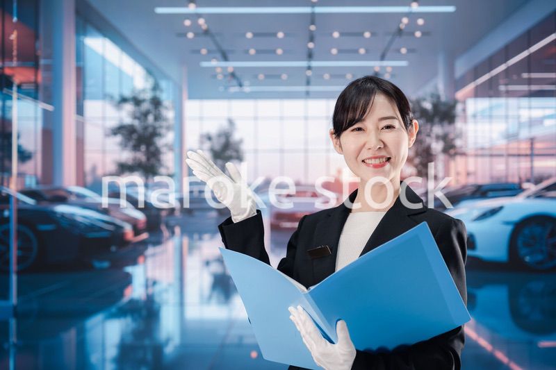 カーディーラーで働く若い女性スタッフ
