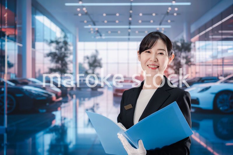 カーディーラーで働く若い女性スタッフ