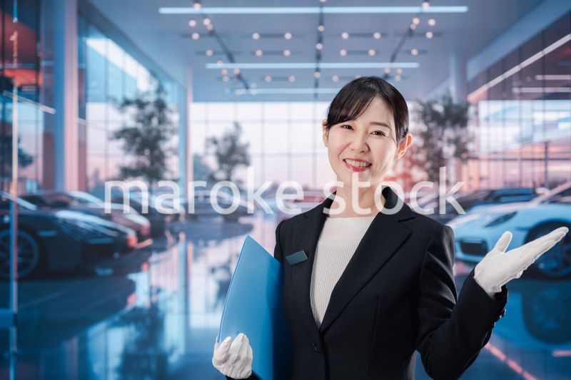 カーディーラーで働く若い女性スタッフ
