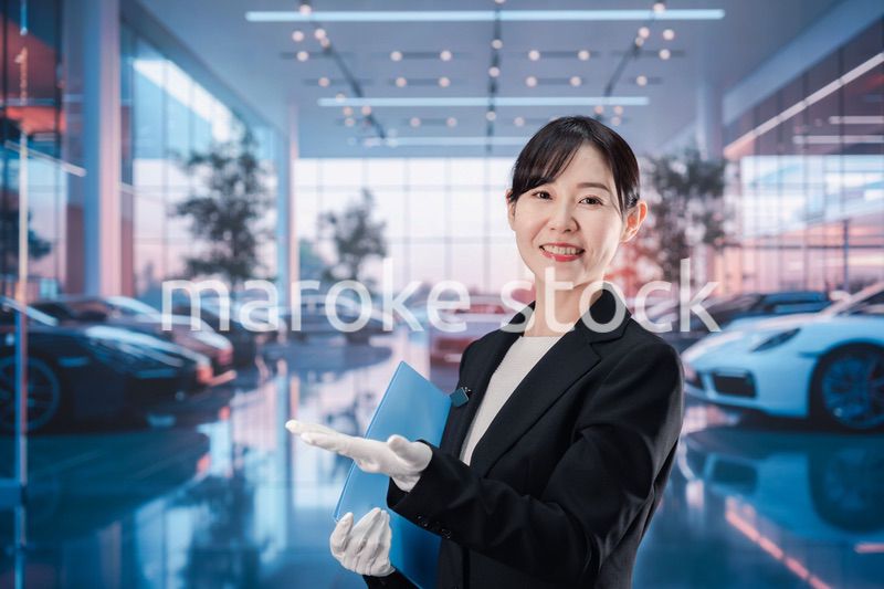 カーディーラーで働く若い女性スタッフ