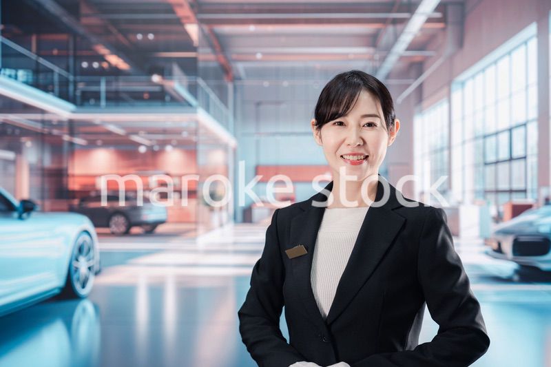 カーディーラーで働く若い女性スタッフ