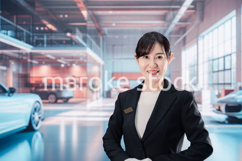 カーディーラーで働く若い女性スタッフ