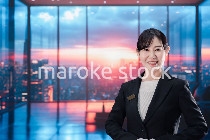 都心の高級レジデンスを紹介する女性