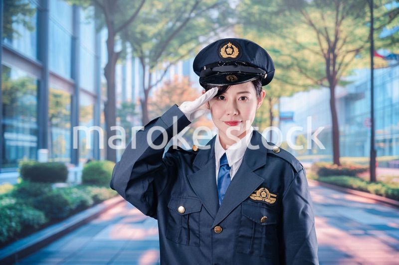 敬礼をする女性警察官