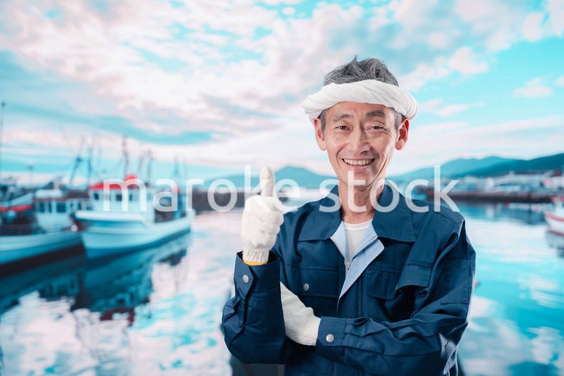 漁港で働く漁師