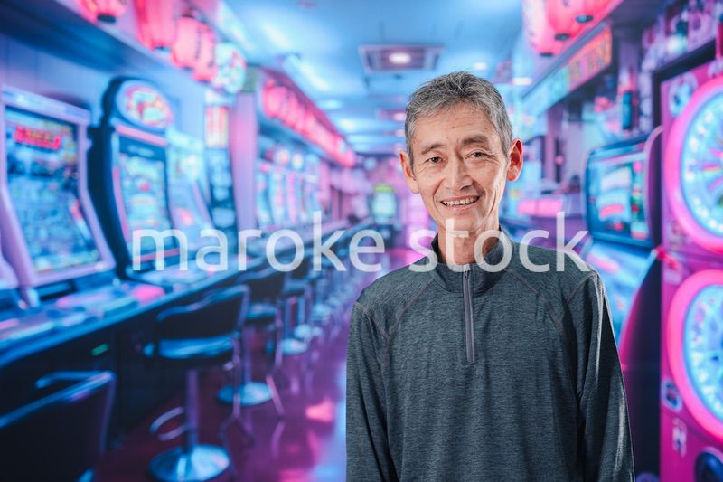 パチンコ店にいるシニアの男性