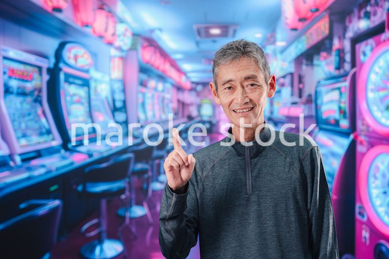 パチンコ店にいるシニアの男性