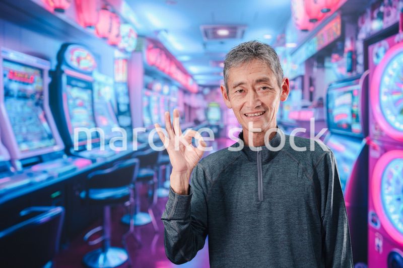 パチンコ店にいるシニアの男性