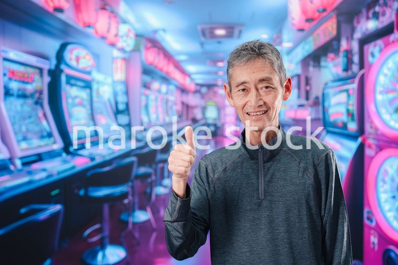 パチンコ店にいるシニアの男性