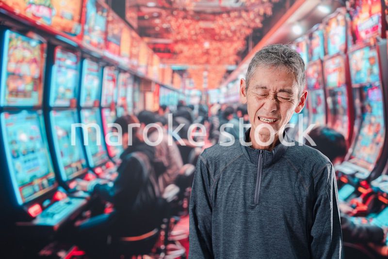 パチンコ店にいるシニアの男性