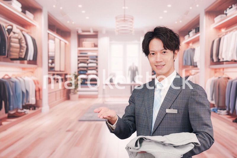 アパレル店舗で働くスーツを着た男性スタッフ