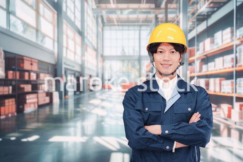 物流倉庫で働く若い男性作業員