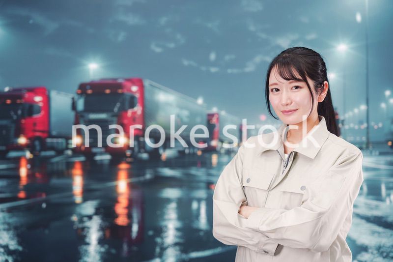 若い女性のトラックドライバー