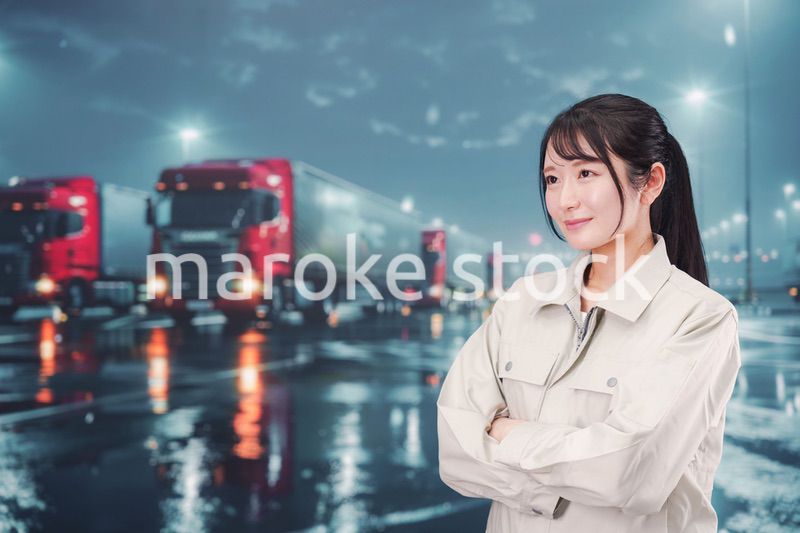 若い女性のトラックドライバー