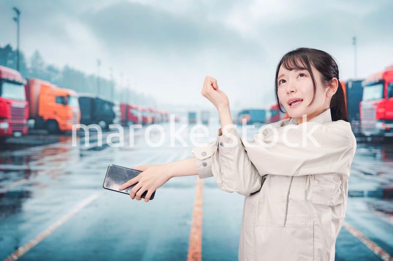 若い女性のトラックドライバー