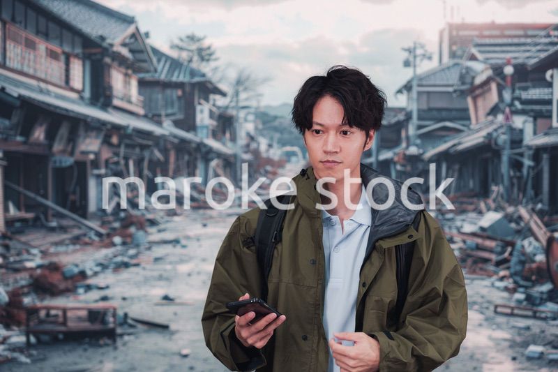 地震で被災した男性