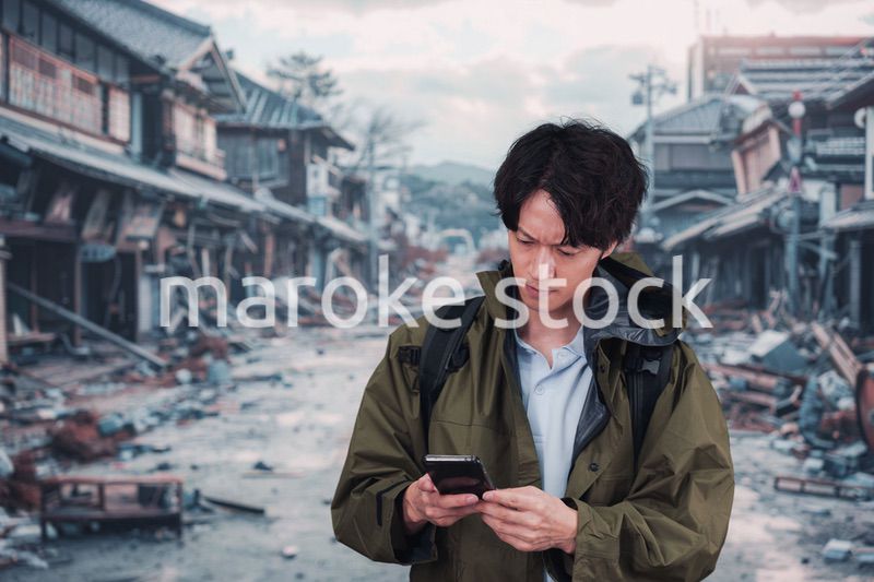 地震で被災した男性