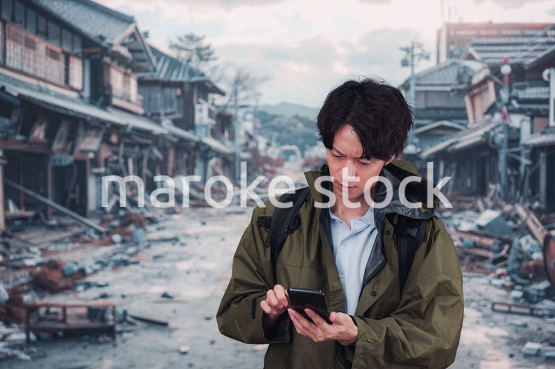 地震で被災した男性