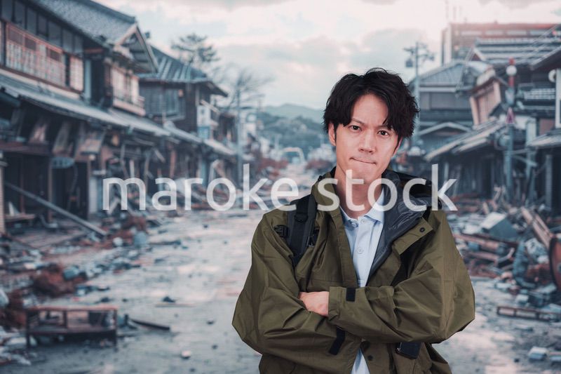 地震で被災した男性
