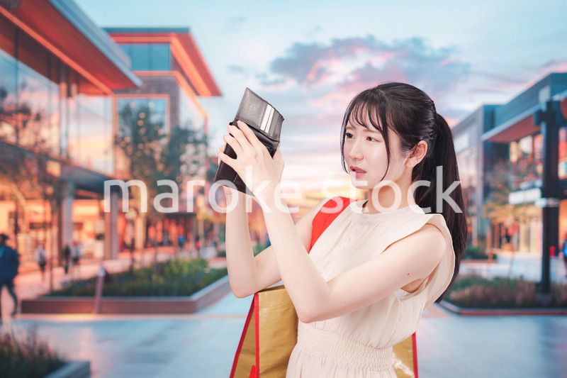 ショッピングモールでお金を使いすぎて金欠になった女性