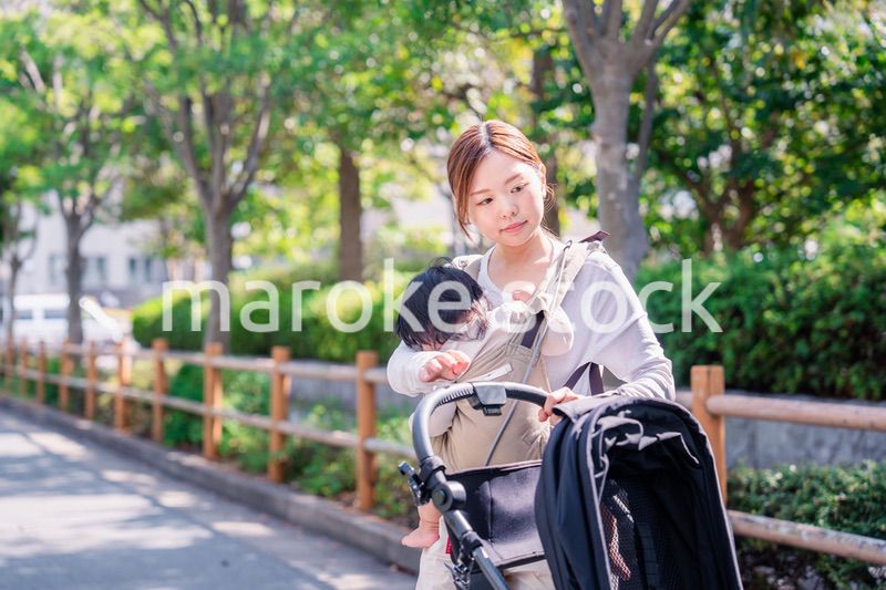ベビーカーでお出かけをするお母さんと子ども