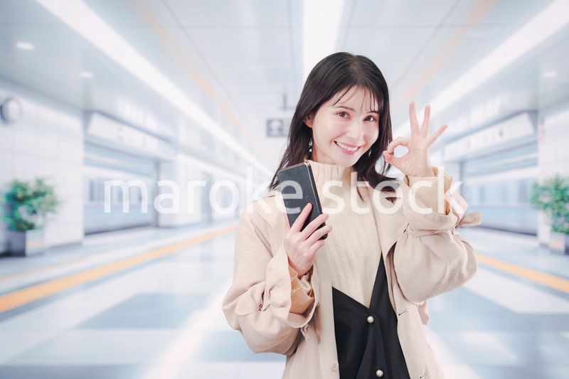 地下鉄でお出かけをする若い女性