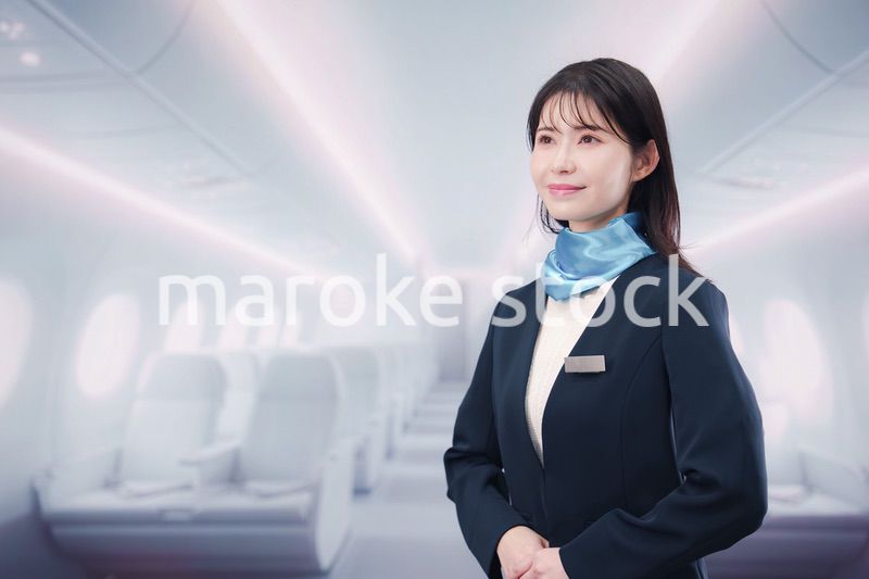 笑顔でお客様を迎えるキャビンアテンダント