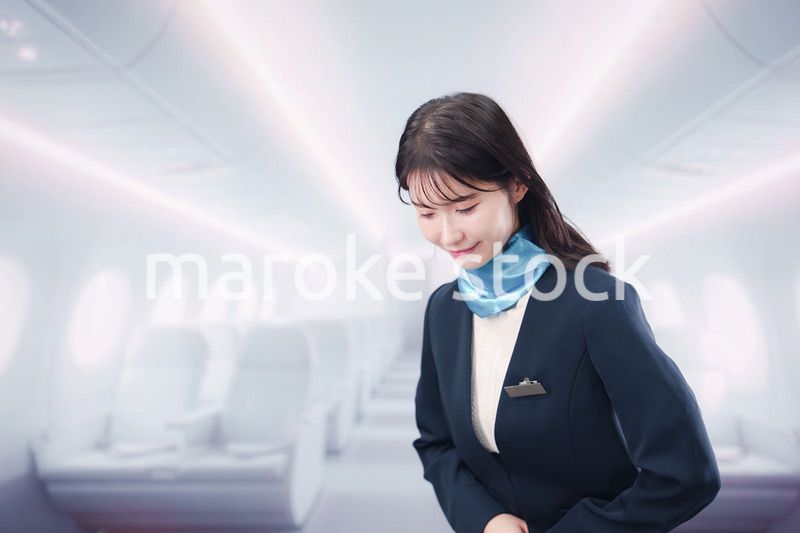 笑顔でお客様を迎えるキャビンアテンダント
