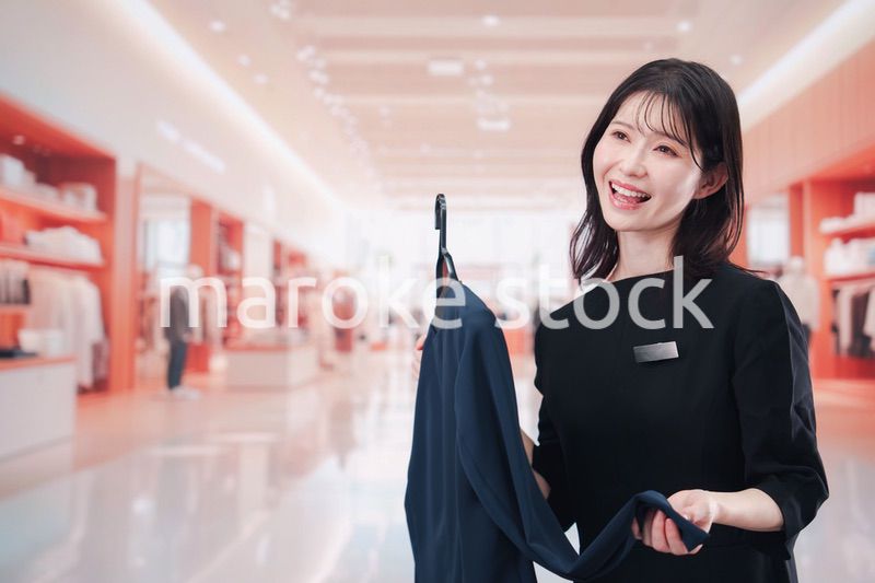 衣料品店で接客をする店員の女性