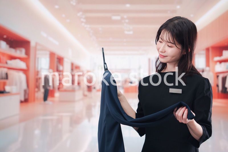 衣料品店で接客をする店員の女性