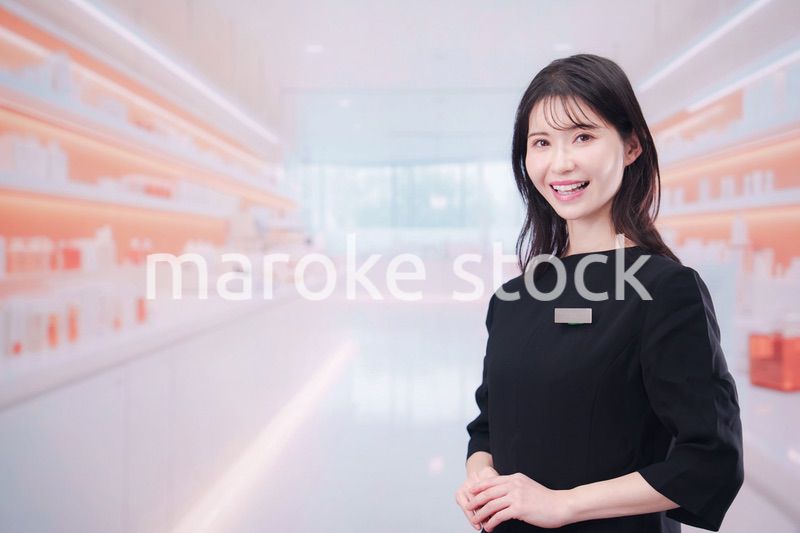 コスメストアで接客をする若い女性店員