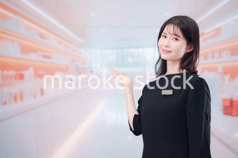 コスメストアで接客をする若い女性店員