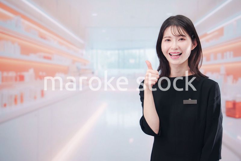 コスメストアで接客をする若い女性店員