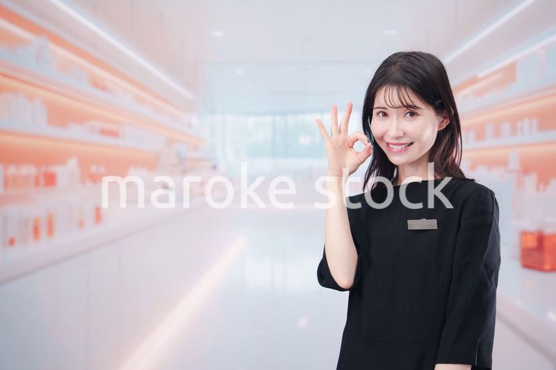 コスメストアで接客をする若い女性店員