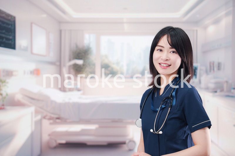 入院病棟の病室で生き生きと働く若い女性