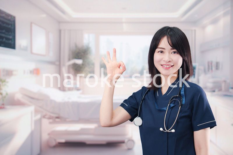 入院病棟の病室で生き生きと働く若い女性