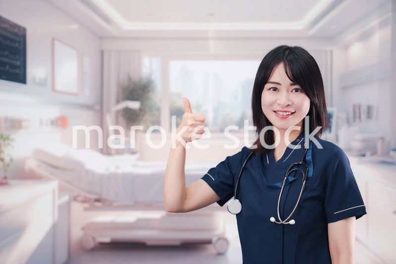 入院病棟の病室で生き生きと働く若い女性