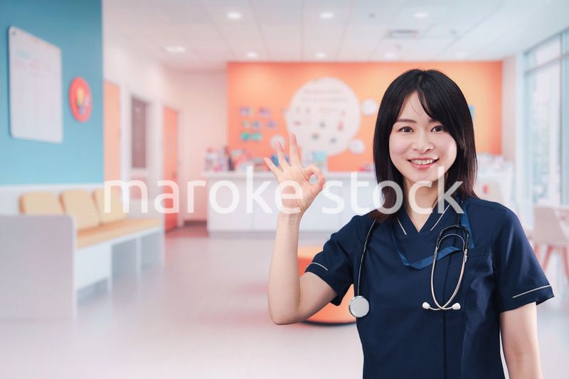 小児科のクリニックで働く若い女性