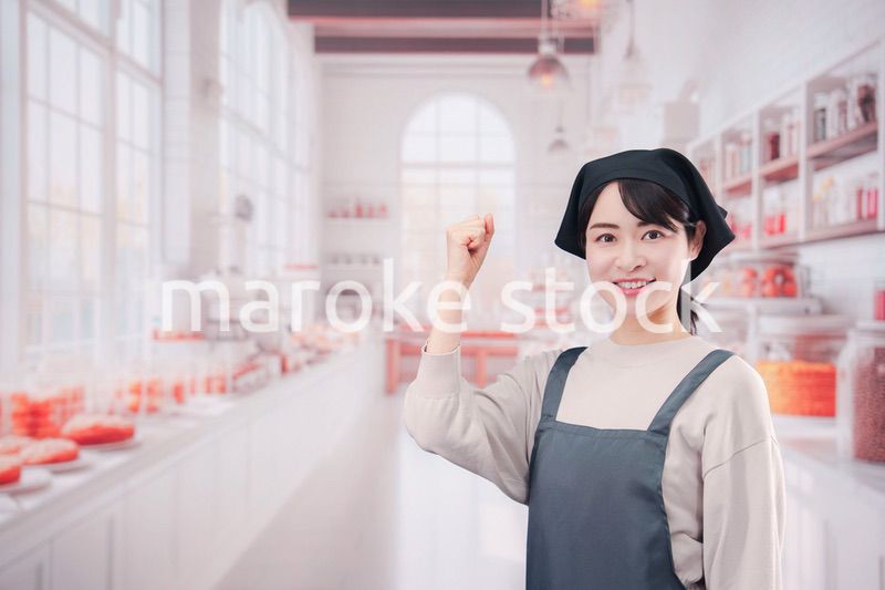 パン屋で働く若い女性