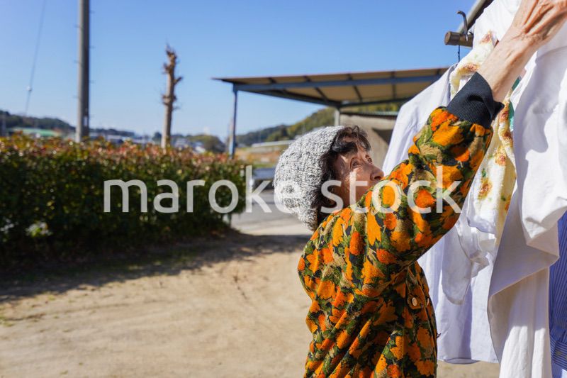 洗濯をする高齢の女性