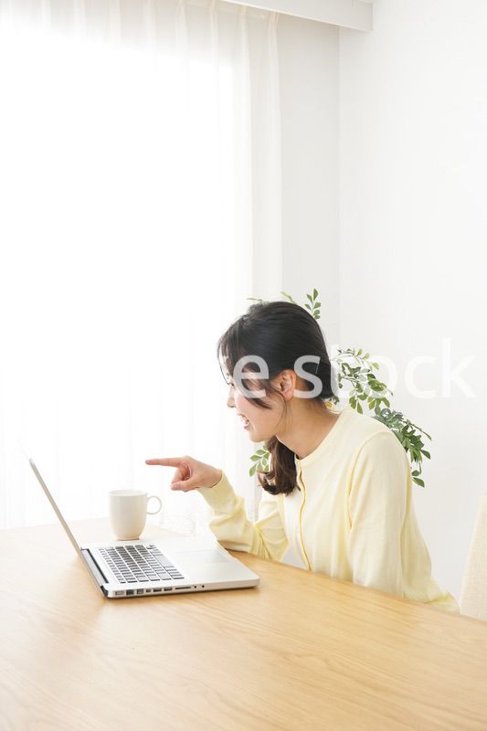 sns・テレビ電話をする若い女性