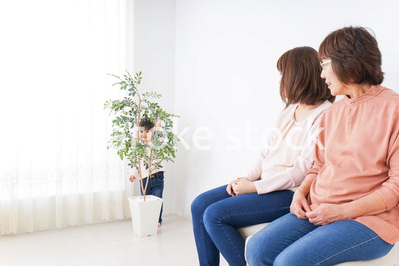 仲良しの子供と母とおばあさん