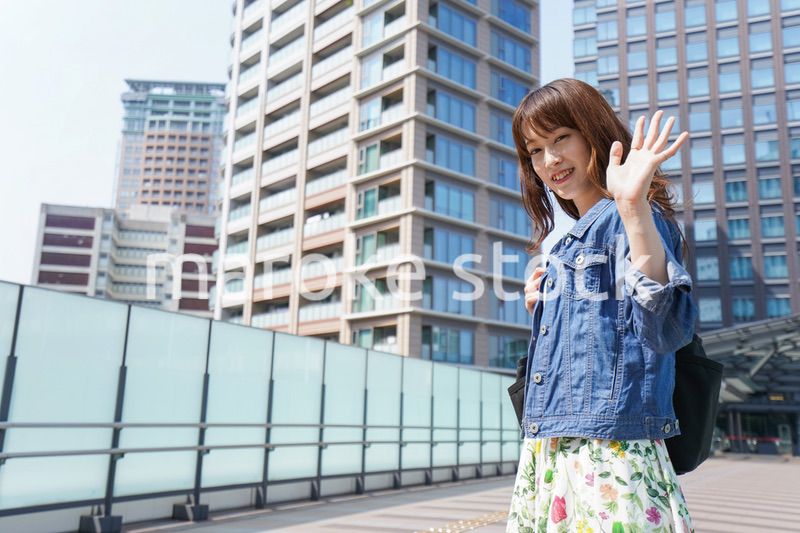 Young woman walking with casual wear