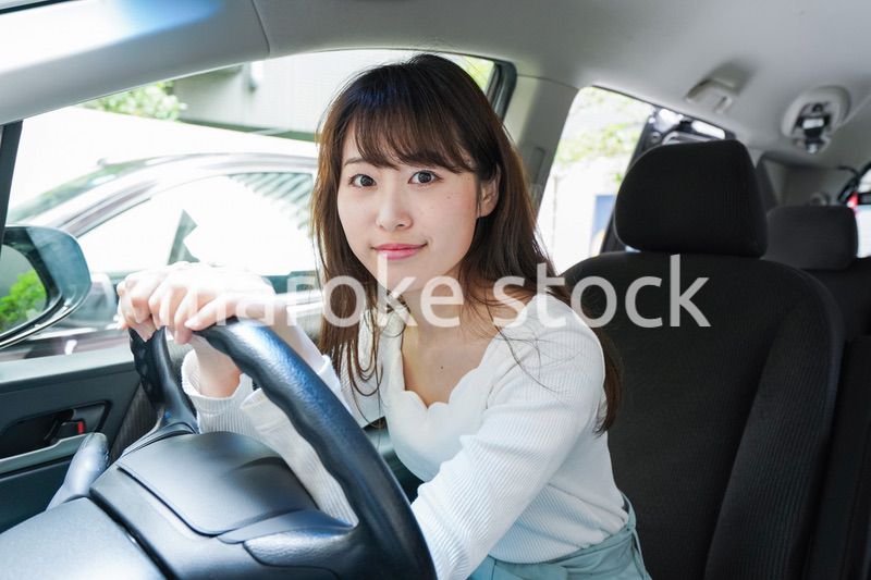 Young woman driving a car