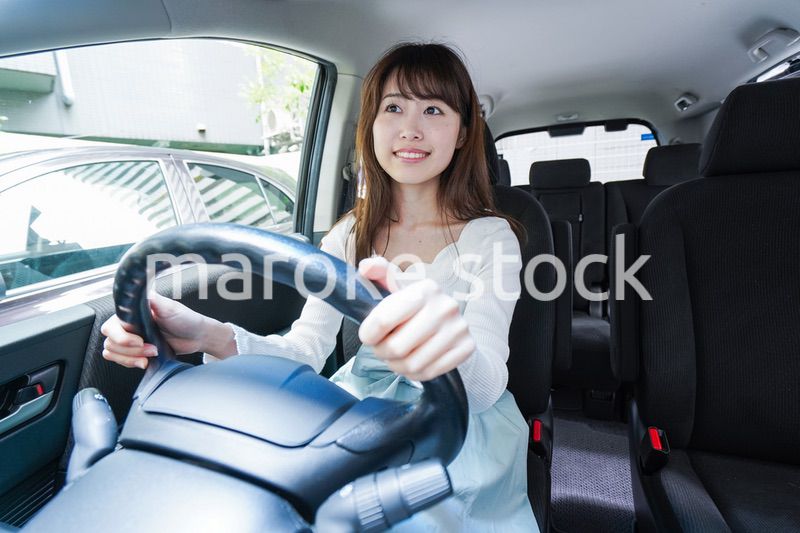Young woman driving a car