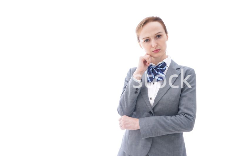 悩む制服を着た留学生